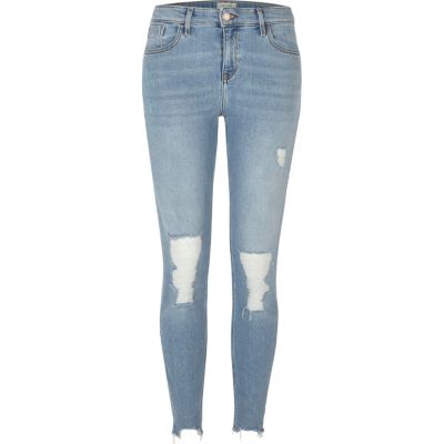 Light blue ripped Amelie super skinny jeans